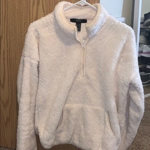 Half zip up teddy bear pull over jacket